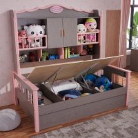 实木衣柜床一体小户型单人床男孩女孩带柜子书架多功能组合床