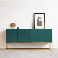 北欧实木餐边柜简约现代客厅茶水柜展示柜墨绿色厅玄关柜储物柜