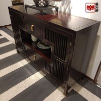 新中式餐边柜实木现代简约客厅储物玄关茶水酒碗柜整装一体靠墙