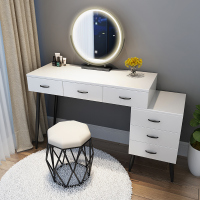 梳妆台卧室北欧风女生镜子一体实木轻奢北欧风带灯小户型
