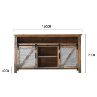 美式乡村实木复古做旧玄关铁艺餐边客厅电视柜茶几酒柜收纳储物柜