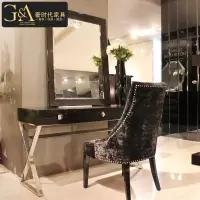 轻奢烤漆梳妆台卧室黑白色梳妆桌现代化妆桌美式个性简约化妆台