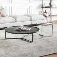 北欧现代组合简约岩板茶几大理石圆形客厅家用小户型网红小茶几桌