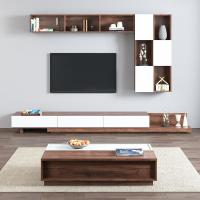 大小户型简约现代北欧可伸缩电视柜茶几组合客厅家具储物吊挂壁柜