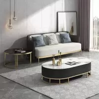 现代简约茶几电视柜组合小户型边柜大理石岩板客厅轻奢家具套装