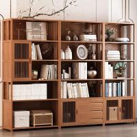 置物架书架简约落地楠竹简易实木学生家用客厅收纳储物书柜