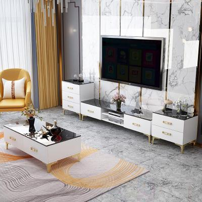 轻奢电视柜茶几组合后现代简约客厅小户型仿大理石面地柜电视机柜