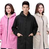 韩式加厚秋冬罩衣成人女工作服防水围裙长袖加绒拉链男士定制logo