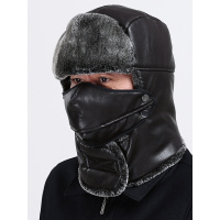 帽子男冬季骑行雷锋帽户外挡雨帽秋冬防寒东北帽中老年人皮帽子男