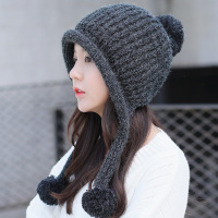 帽子女冬天韩版潮可爱保暖针织帽女士韩国时尚百搭加绒护耳毛线帽