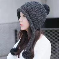 帽子女冬天韩版潮可爱保暖针织帽女士韩国时尚百搭加绒护耳毛线帽