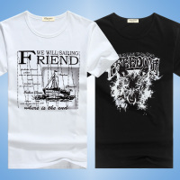 短袖男士T恤潮流纯白色纯棉夏季印花半袖男装衣服韩版夏装潮牌丅