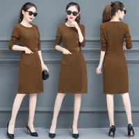 气质连衣裙女春秋2019新款修身时尚韩版春装春天长袖收腰中长裙子