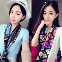 小丝巾女春秋百搭长条细窄韩国领巾装饰文艺领带围巾长款方巾纱巾