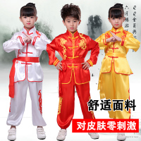 新款儿童武术表演服练功打鼓服舞龙舞狮服太极服装男女学生演出服