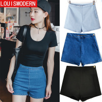 高腰短裤女夏2019新款紧身牛仔短裤ins复古弹力a字打底裤外穿热裤