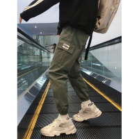 2019春秋季束脚工装裤男潮牌韩版百搭宽松学生九分裤男士休闲裤子