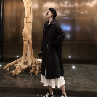 春秋女2018新款复古黑色宽松流行大衣中长款风衣韩版过膝学生外套