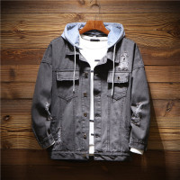 2019春装新款潮流牛仔外套男士连帽修身韩版夹克男复古破洞上衣服