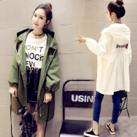 风衣女中长款2019春装新款大码宽松连帽棒球服chic港风收腰外套潮