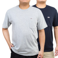 中年男士短袖T恤圆领棉夏季爸爸装中老年宽松父亲爷爷口袋汗衫薄