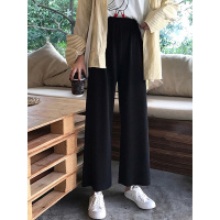 2019春季新款韩版裤子显瘦宽松休闲裤高腰阔腿裤女坠感九分直筒裤