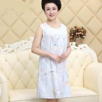 中老年人睡裙女大码人造棉夏季睡裙薄款妈妈绵绸睡衣夏棉绸连衣裙