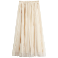 百褶裙女2019春夏新款高腰a字裙网纱半身裙ins超火的仙女裙长裙子