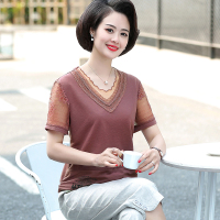 时尚新款妈妈装短袖T恤衫40岁50半袖衣服中老年夏装宽松上衣女60