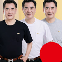 爸爸装短袖T恤男士中老年棉圆领夏季中年人夏天宽松老爸汗衫上衣