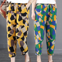 夏季九分裤子休闲中年妇女妈妈装中老年人女裤宽松棉麻哈伦裤薄款