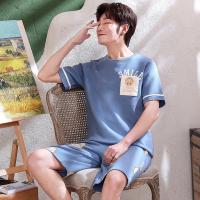 春夏季男士睡衣短袖短裤棉质薄款韩版可外穿休闲家居服两件套装