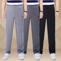 夏季运动裤男大码高腰休闲裤薄款直筒卫裤深档中老年裤子男工装裤