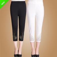 妈妈装夏季外穿裤纯色休闲打底7分裤中老年女装中年妇女七分裤子