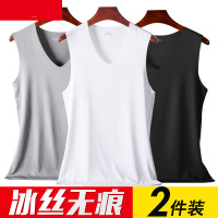 男士无痕背心内穿冰丝运动跨栏宽肩汗衫夏季薄修身打底紧身无袖潮