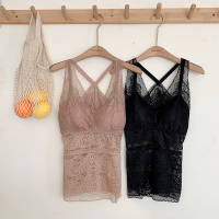 大码胖mm加肥加大V领无袖蕾丝打底衫夏季显瘦裹胸美背背心内衣女