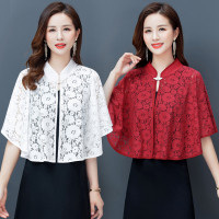 旗袍外搭外套斗篷蕾丝小披肩式上衣女短款夏季防晒开衫配吊带裙子