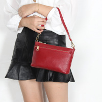 知壹头层牛皮2018新款女式牛皮大容量拉链荔枝纹欧美单肩斜挎包手提包