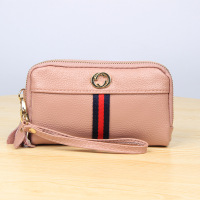 知壹2018新款牛皮牛皮欧美时尚手机包双拉链女士手拿包零钱包手袋