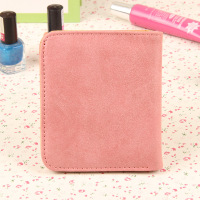知壹韩版女士零钱包竖款短款折叠大钞位钱夹搭扣磨砂料可爱钱包