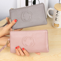 知壹2018新款头层牛皮钱包女长款拉链超薄牛皮皮夹子韩版手拿钱包女