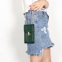 知壹头层牛皮2018新款牛皮女包大容量荔枝纹百搭手机包斜跨链条包