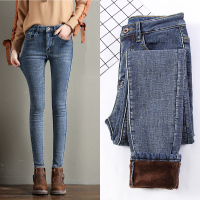 伊诺儿牛仔裤女春秋新款韩版显瘦chic高腰紧身小脚裤子长裤冬季加绒