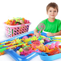 【配水池+提篮】【46件套】益智小孩磁性钓鱼玩具男孩女孩过家家玩具套装