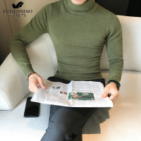 孟康(MENGKANG)男士毛衣秋冬新款韩版修身纯色高领套头针织衫男高领打底毛线衣潮