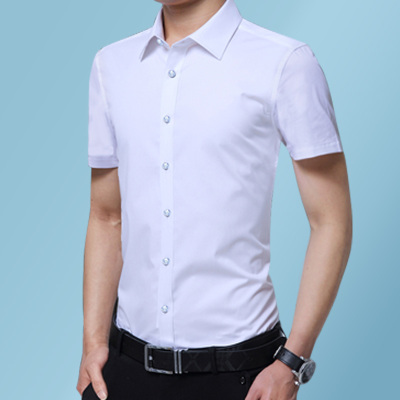 孟康(MENGKANG)短袖衬衫男士夏季纯色休闲修身韩版潮流商务休闲薄款短袖衬衣男