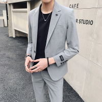 孟康(MENGKANG)春秋季西服套装男新款休闲小西装两件套男韩版潮流兄弟伴郎服