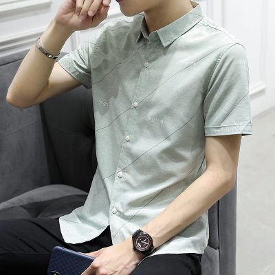 孟康(MENGKANG)夏季男士短袖衬衣青年韩版修身潮流短袖衬衫男时尚休闲男装