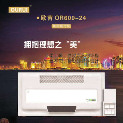 欧芮(OURUI)OR600-24集成吊顶浴霸卫生间嵌入式300*600多功能智能风暖浴霸换气取暖含照明五合一浴 霸