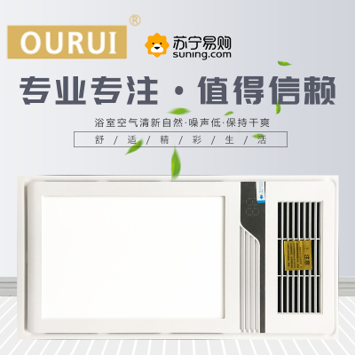 欧芮(OURUI)OR600-54集成吊顶浴霸卫生间嵌入式300*600多功能智能风暖浴霸换气取暖含照明五合一 浴霸